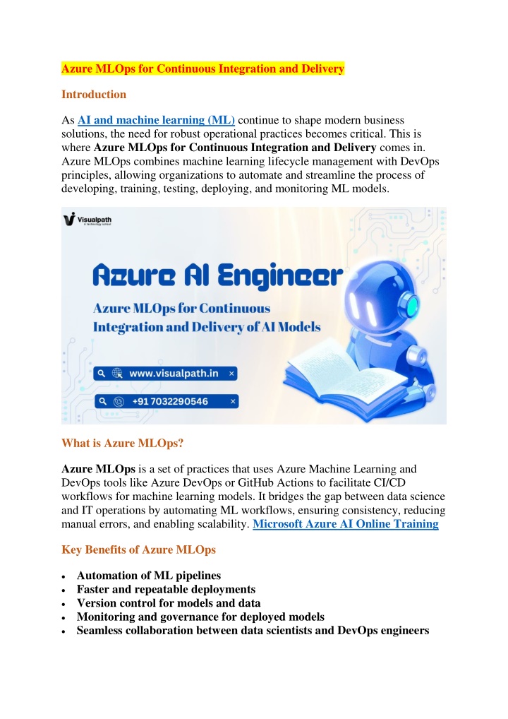 azure mlops for continuous integration
