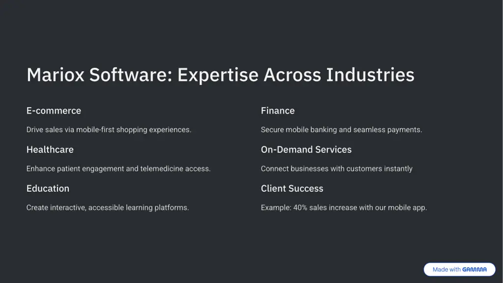 mariox software expertise across industries