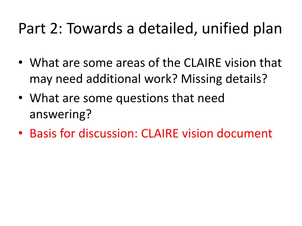 part 2 towards a detailed unified plan