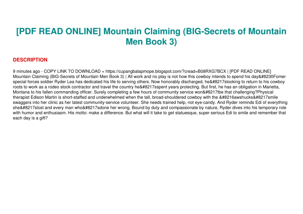 pdf read online mountain claiming big secrets 2