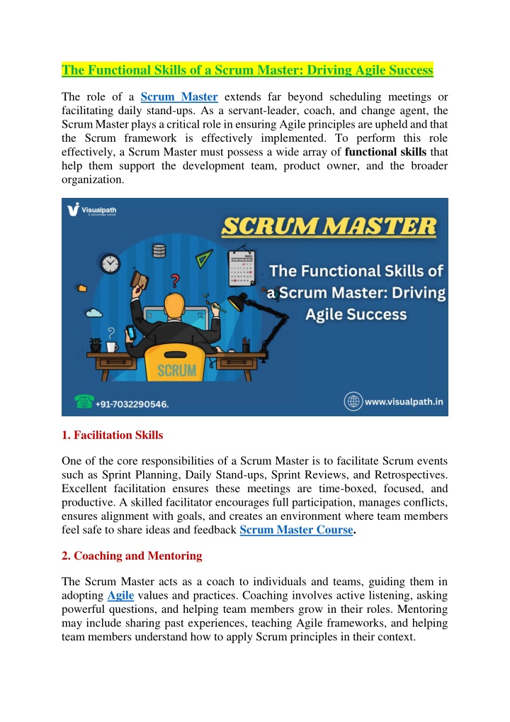 the functional skills of a scrum master driving