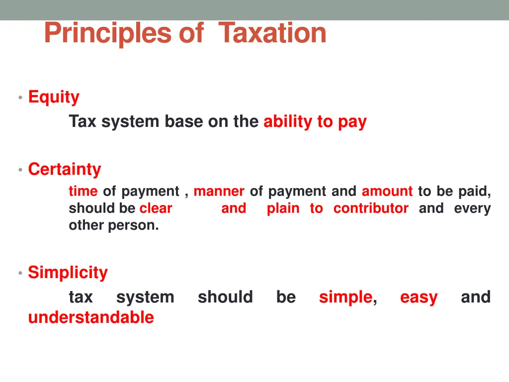 principles of taxation