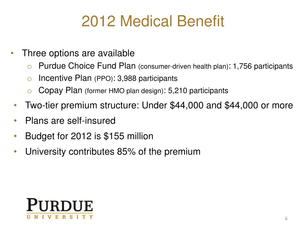2012 medical benefit