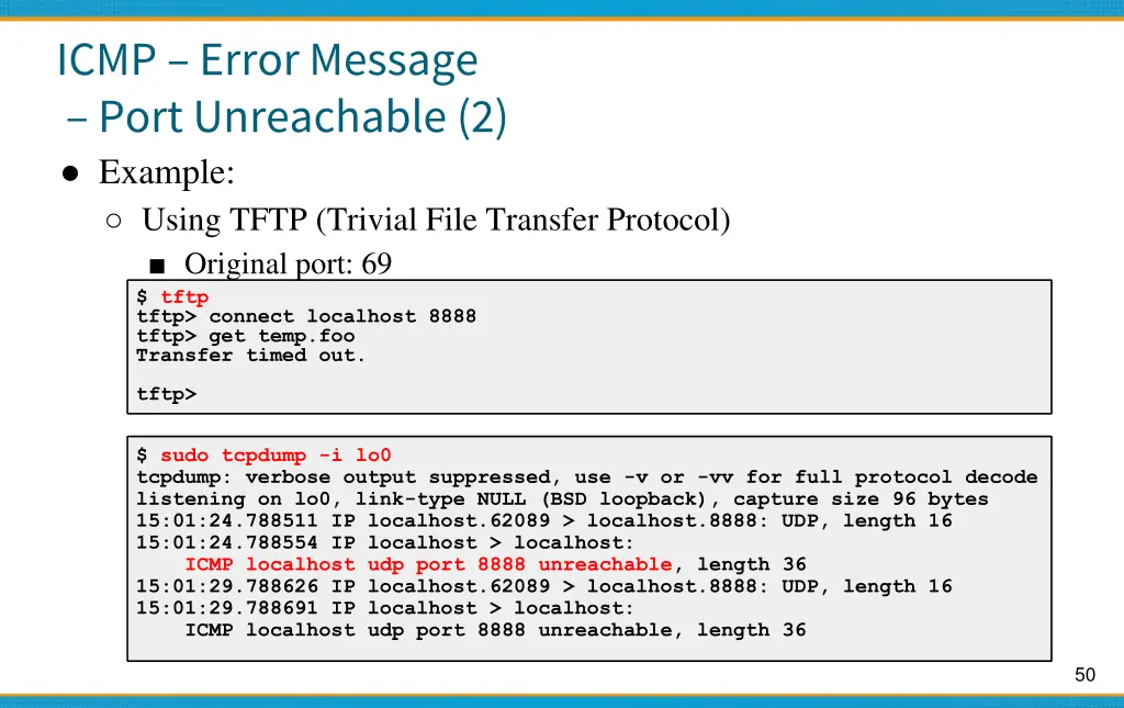 icmp error message port unreachable 2 example
