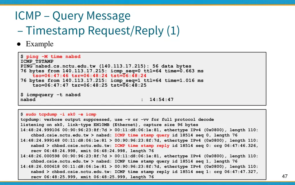 icmp query message timestamp request reply 1