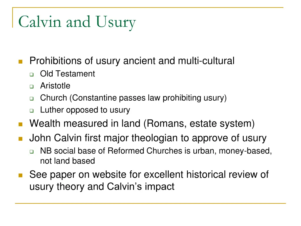 calvin and usury
