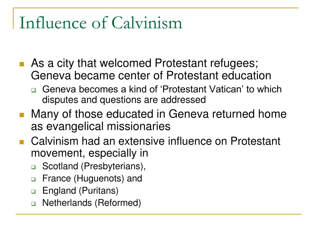 influence of calvinism