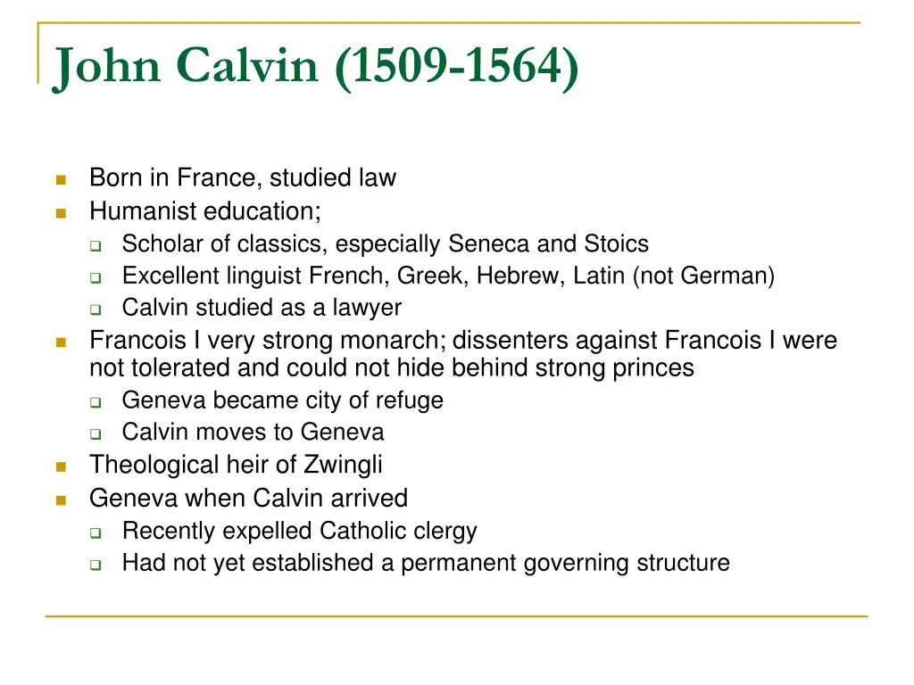 john calvin 1509 1564