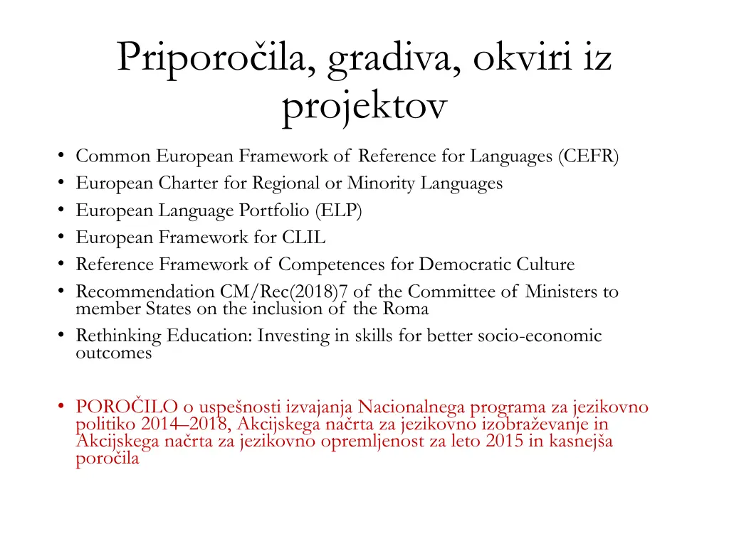 priporo ila gradiva okviri iz projektov