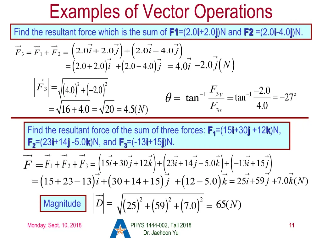 examples of vector operations find the resultant