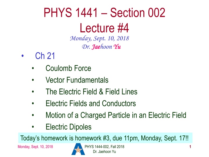 phys 1441 section 002 lecture 4 monday sept