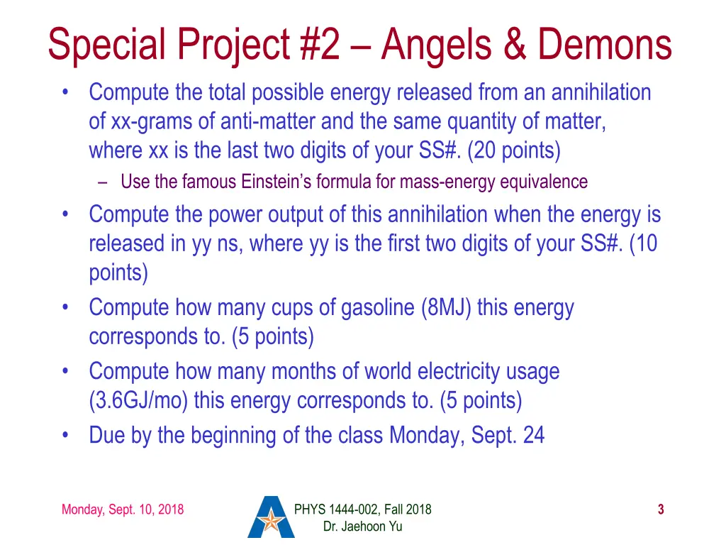 special project 2 angels demons compute the total