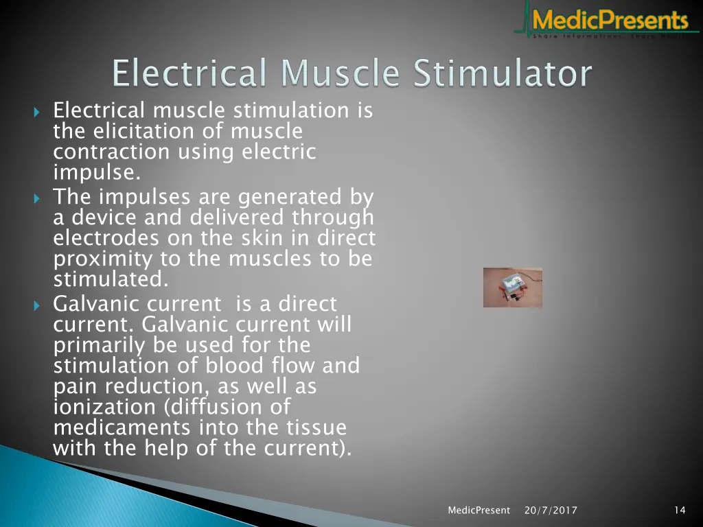 electrical muscle stimulation is the elicitation