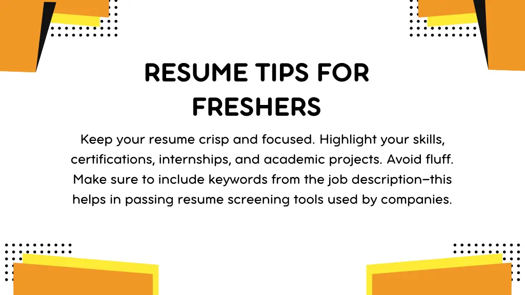 resume tips for freshers