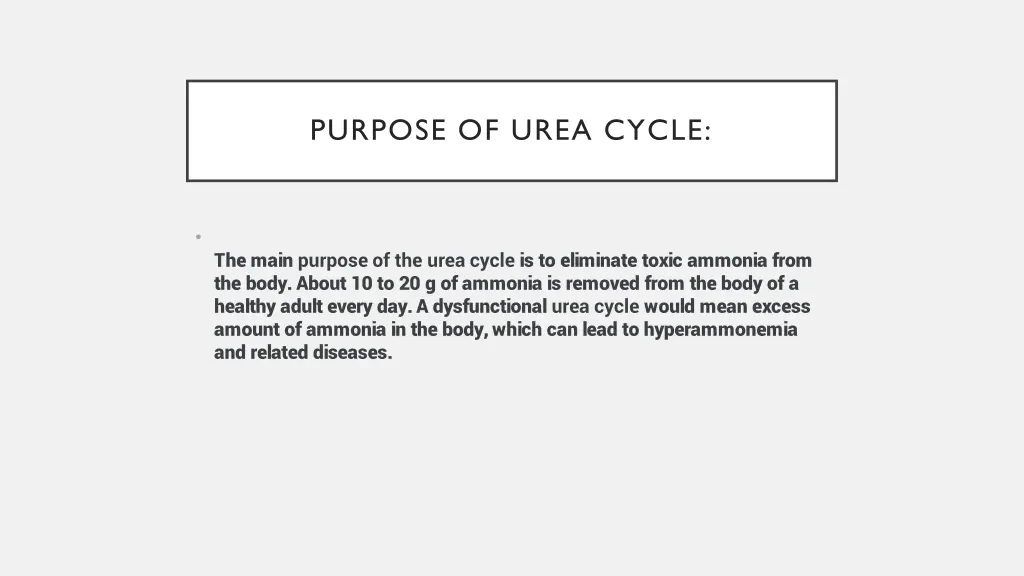purpose of urea cycle