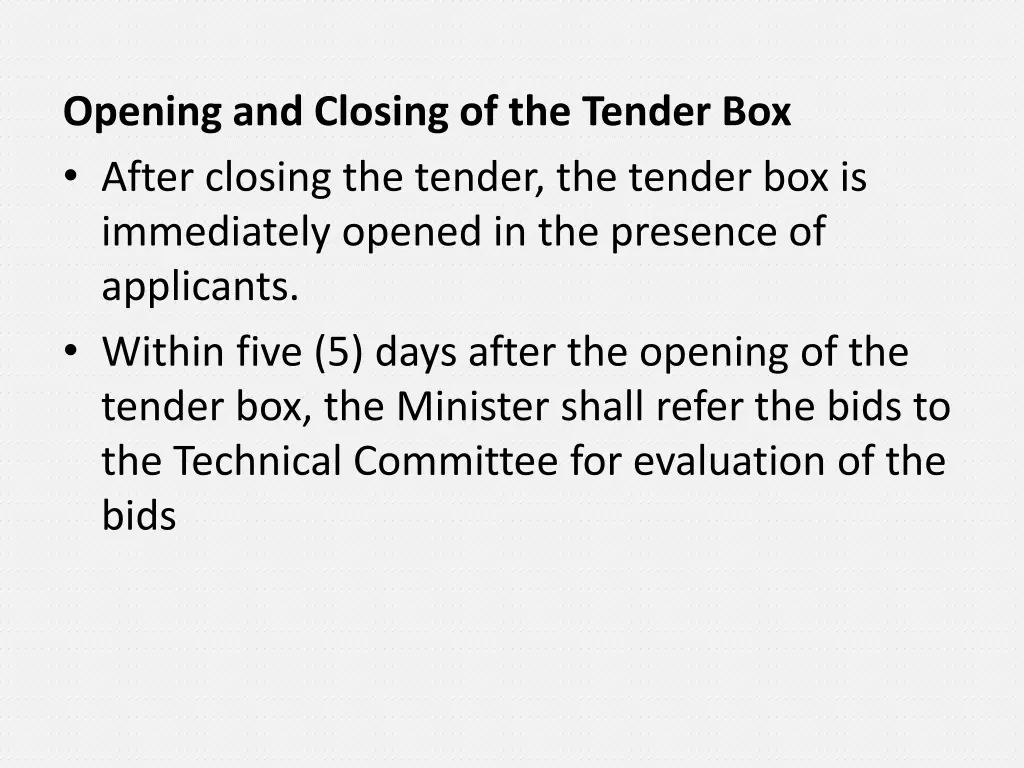 opening and closing of the tender box after