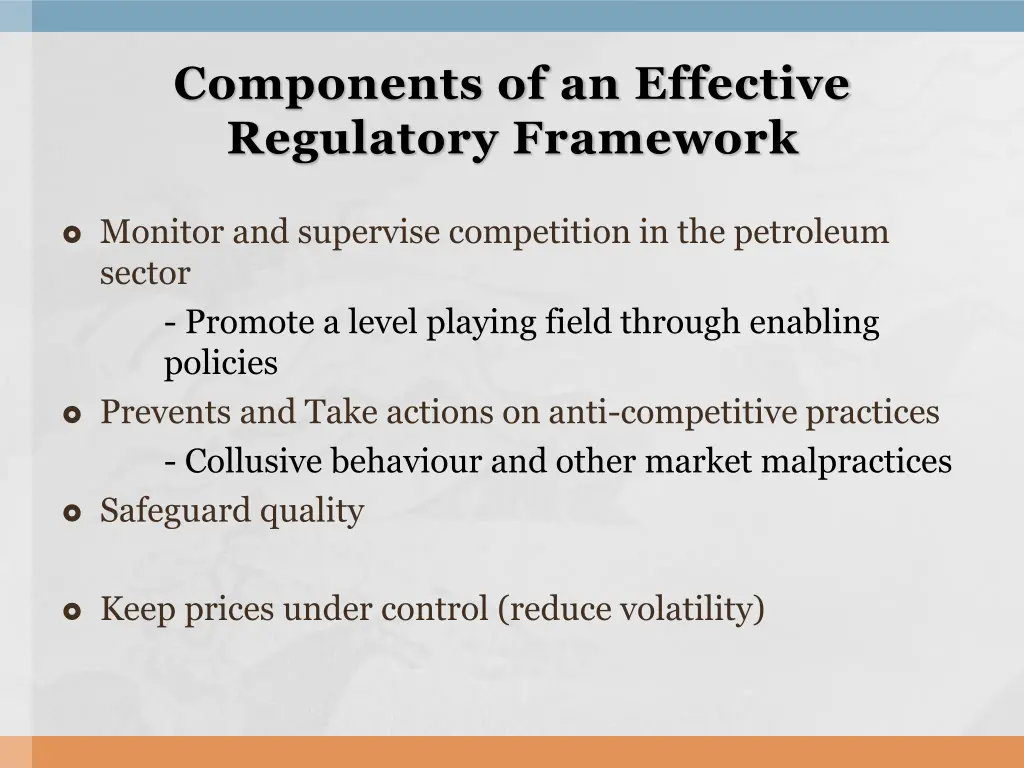 components of an effective regulatory framework