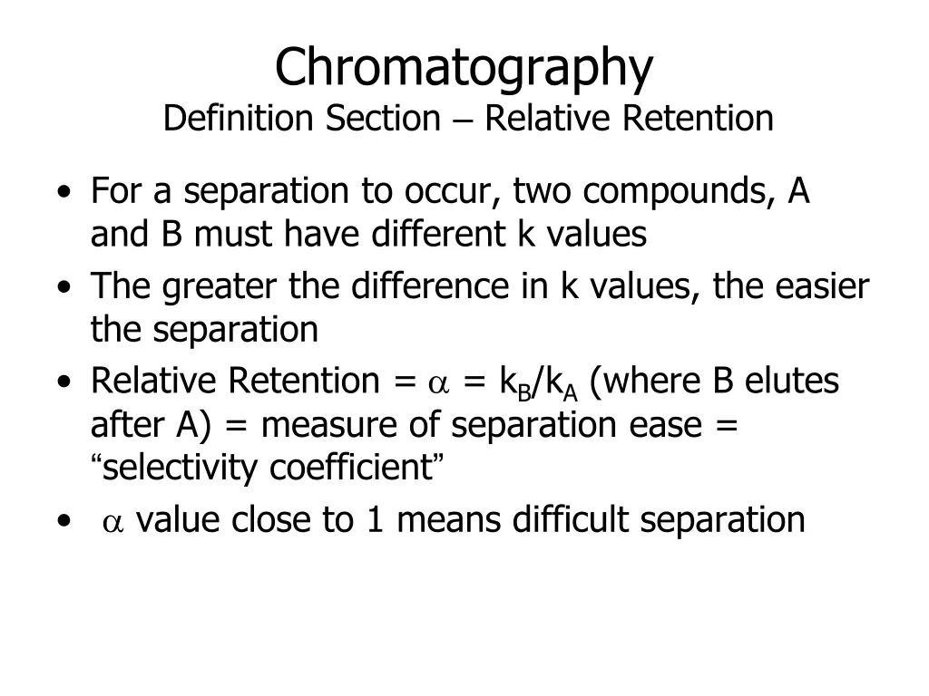 chromatography definition section relative