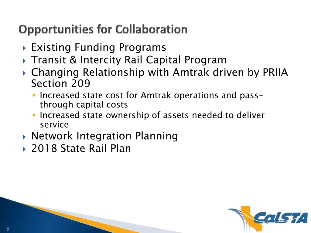 existing funding programs transit intercity rail