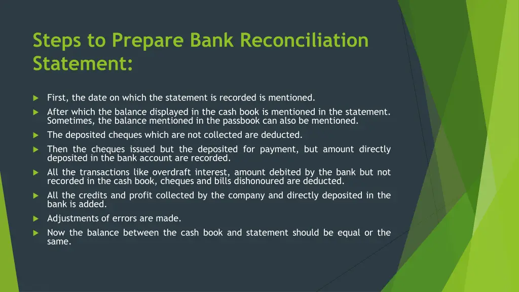 steps to prepare bank reconciliation statement