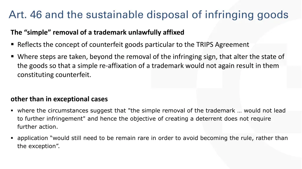 art 46 and the sustainable disposal of infringing 2