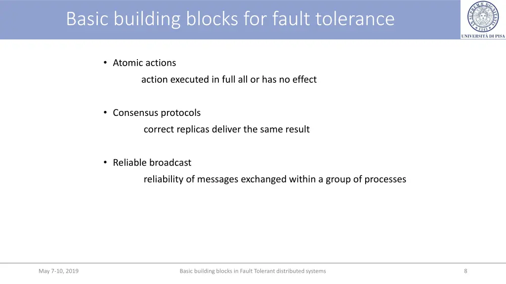 basic building blocks for fault tolerance