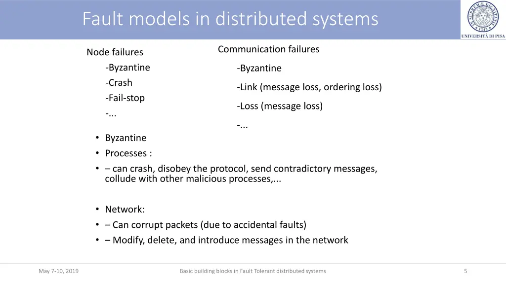 fault models in distributed systems 1
