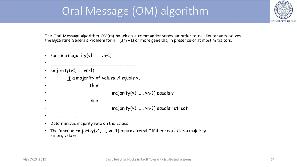oral message om algorithm 1
