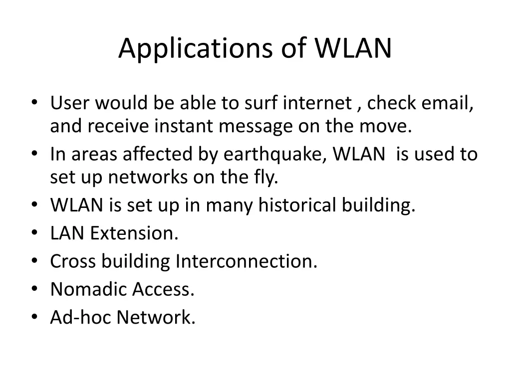 applications of wlan