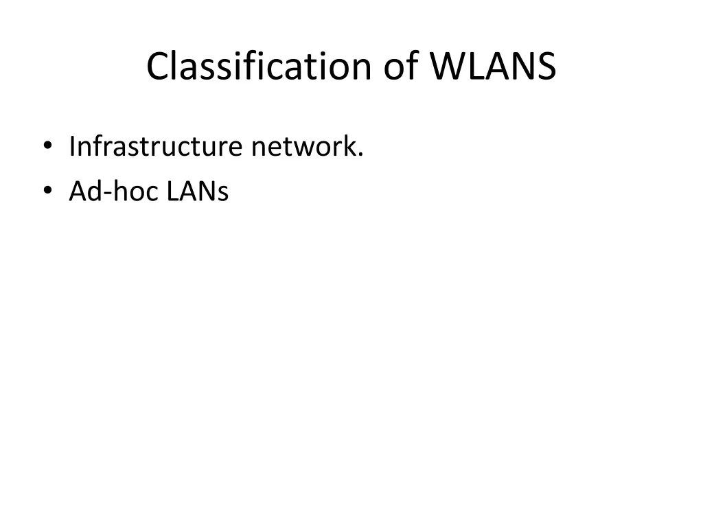 classification of wlans