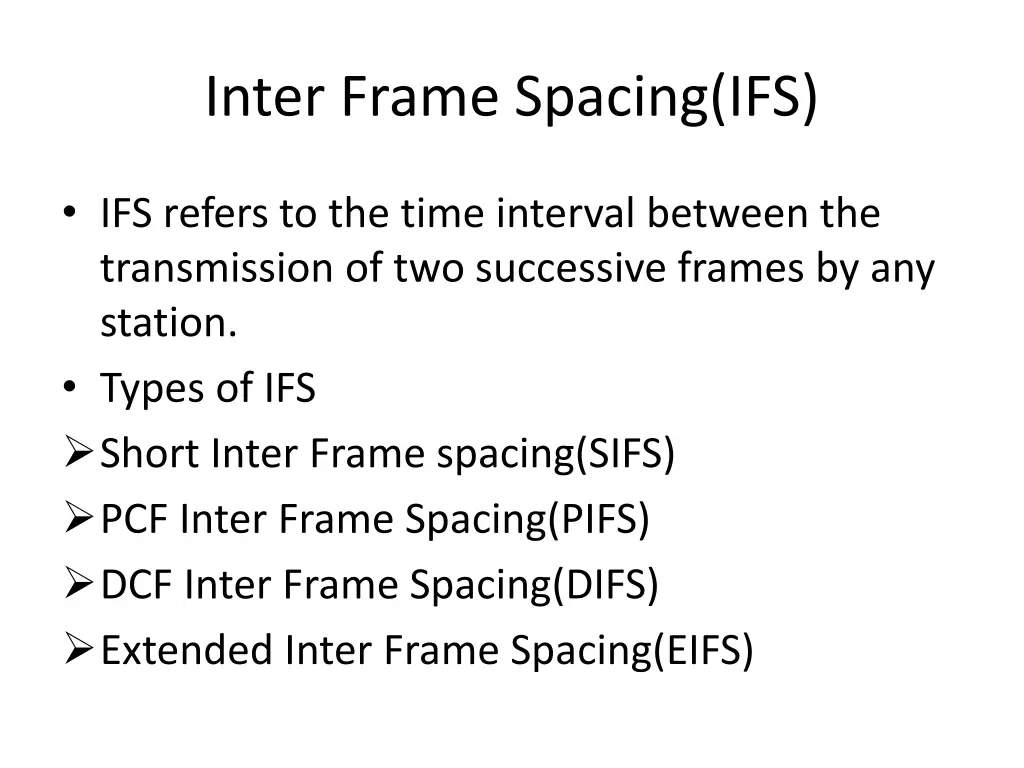 inter frame spacing ifs