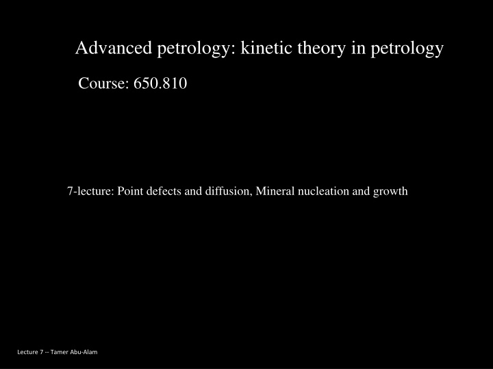 advanced petrology kinetic theory in petrology