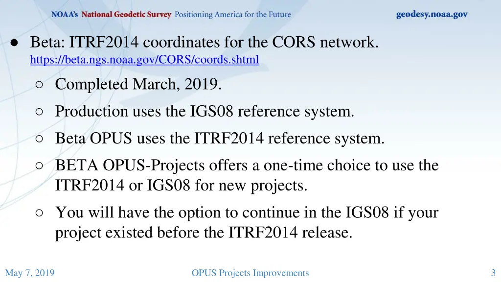 beta itrf2014 coordinates for the cors network