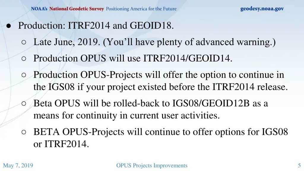 production itrf2014 and geoid18