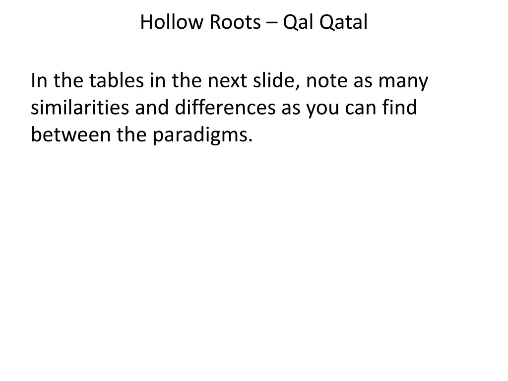 hollow roots qal qatal