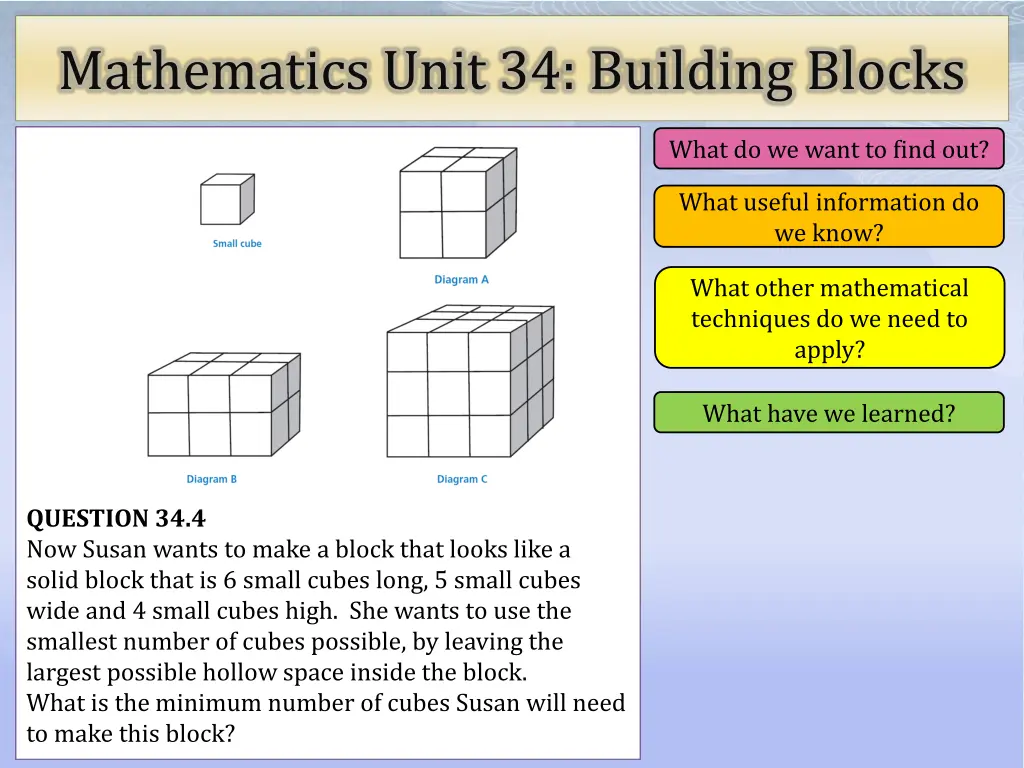 mathematics unit 34 building blocks 15
