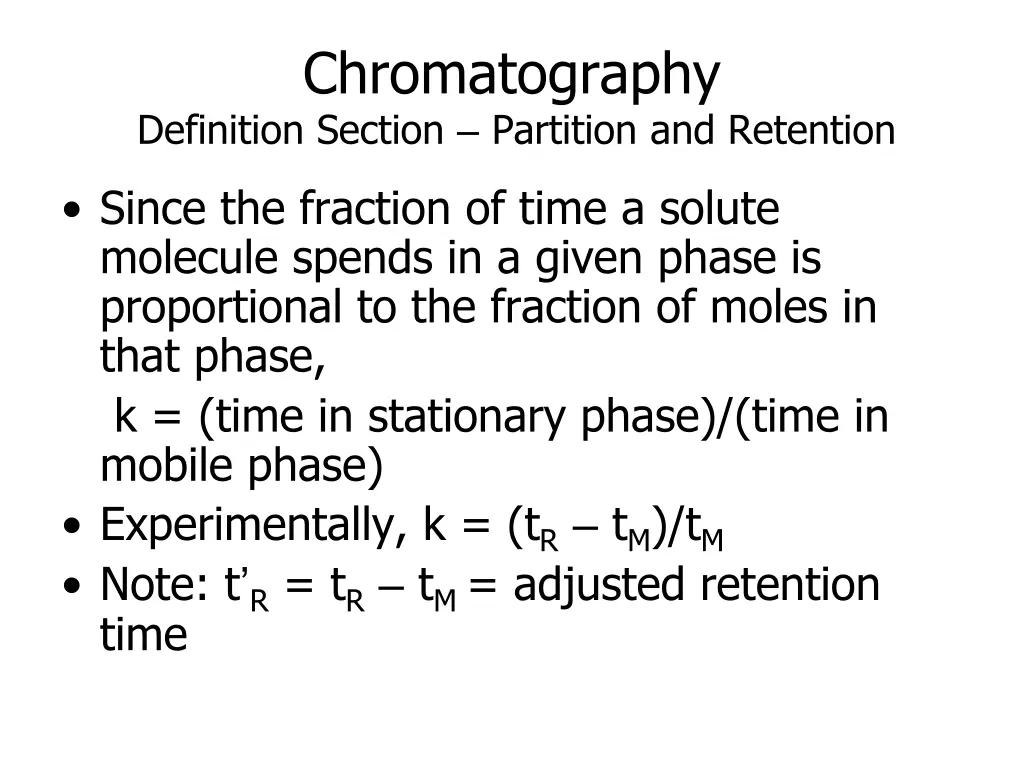 chromatography definition section partition