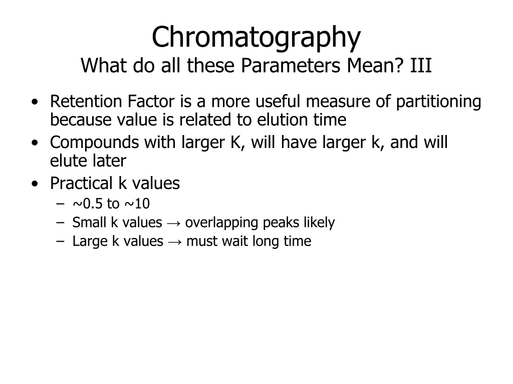 chromatography what do all these parameters mean 2