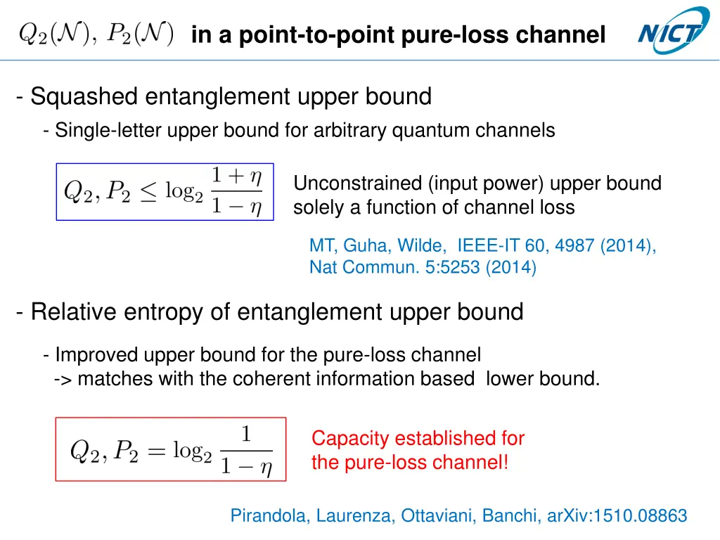 in a point to point pure loss channel 1