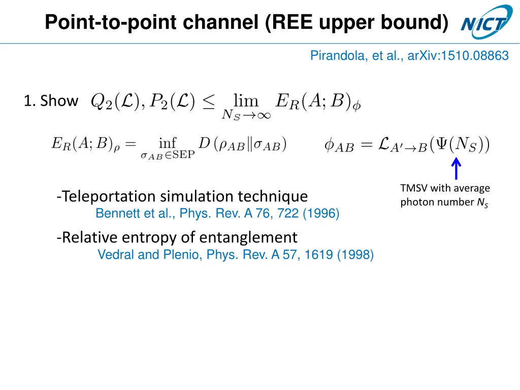 point to point channel ree upper bound 1