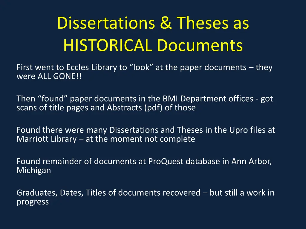 dissertations theses as historical documents