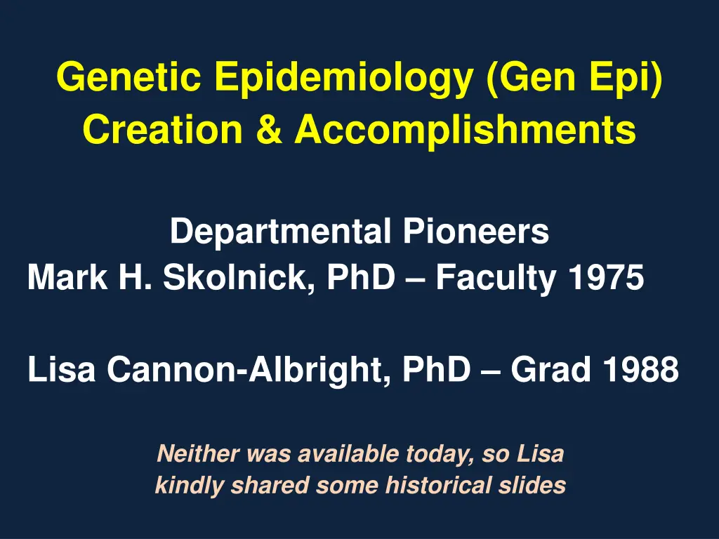genetic epidemiology gen epi creation