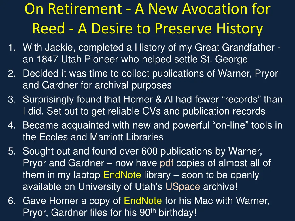 on retirement a new avocation for reed a desire