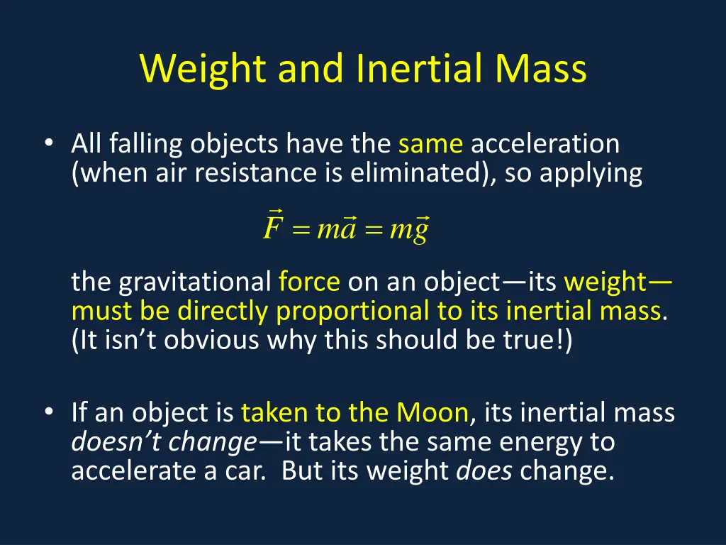 weight and inertial mass