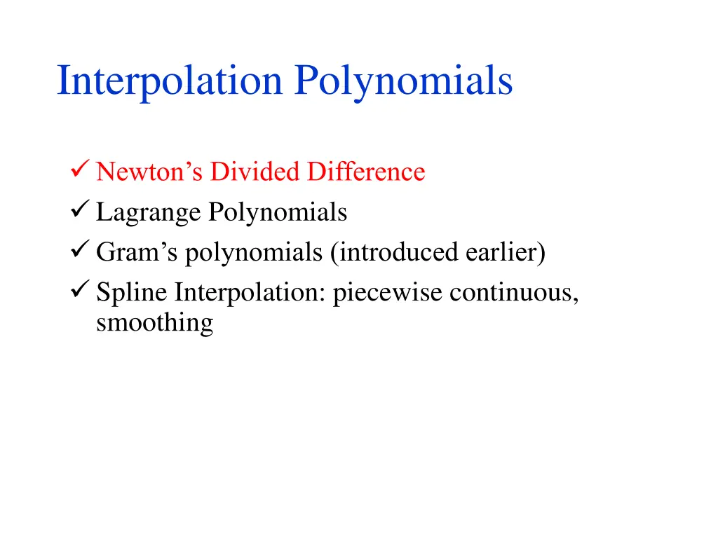 interpolation polynomials