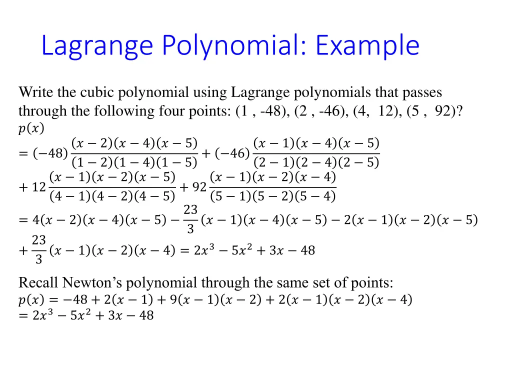 lagrange polynomial example