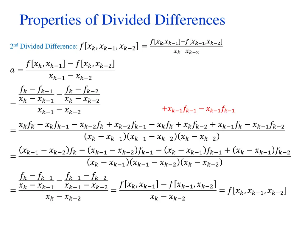 properties of divided differences