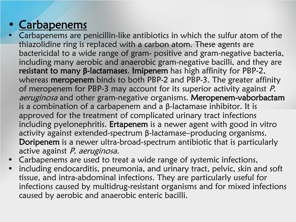 carbapenems carbapenems carbapenems