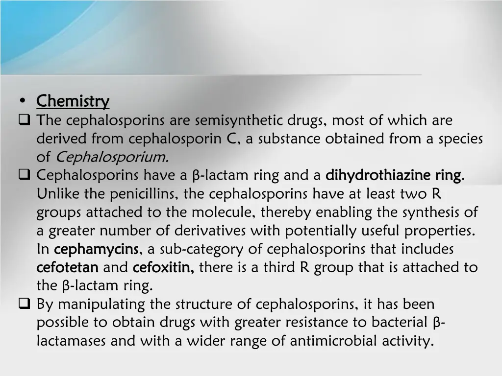 chemistry chemistry the cephalosporins