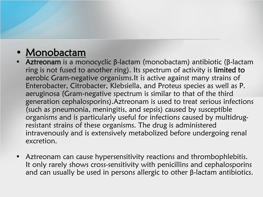 monobactam monobactam aztreonam aztreonam